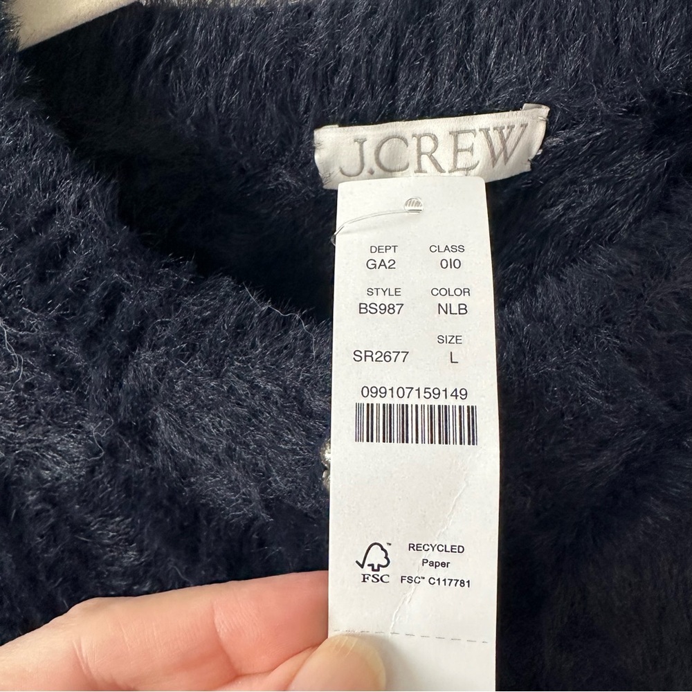 NWT J. Crew Sweater Lady Jacket in Brushed Yarn Navy SZ L - Picture 5 of 7